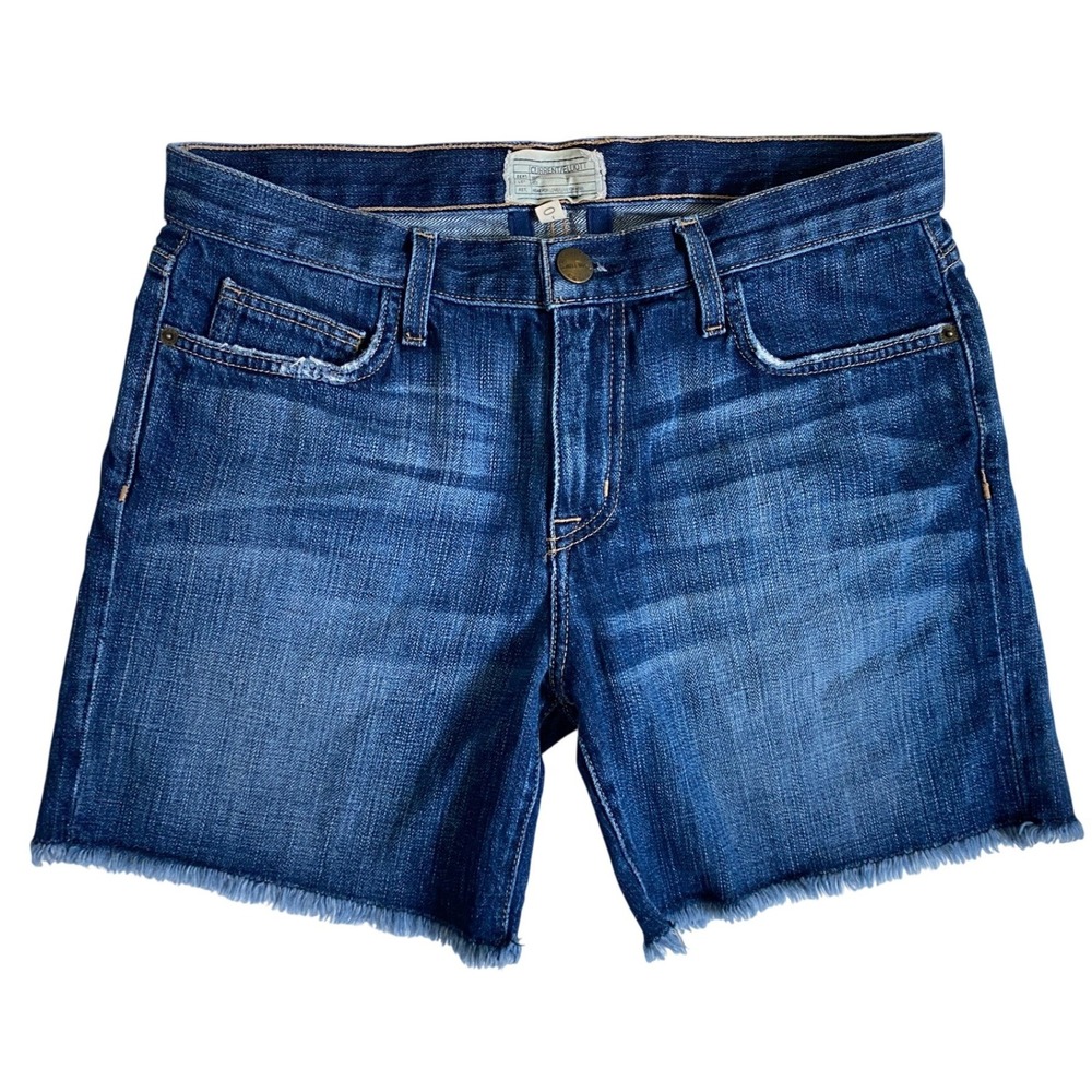 Current Elliott‎ The Boyfriend Rolled Short Loved Blue Denim Distressed Size 26